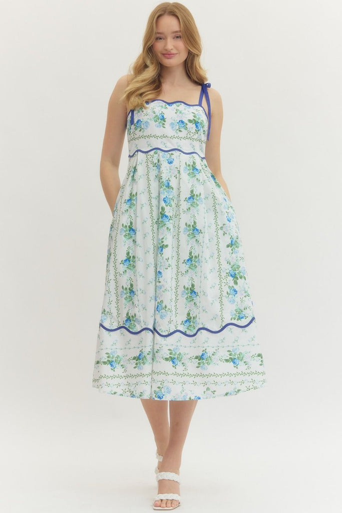 Floral Print Sleeveless Midi Dress
