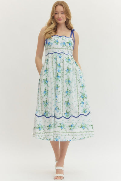 Floral Print Sleeveless Midi Dress