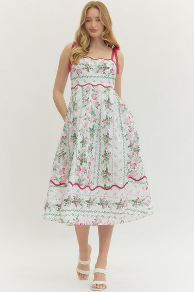 Floral Print Sleeveless Midi Dress