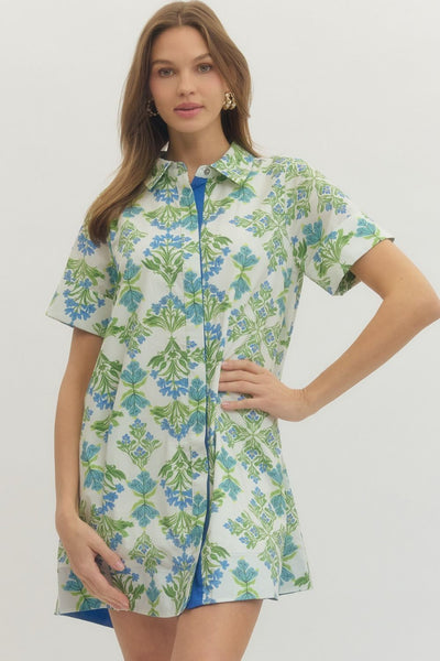 Floral Print Short Sleeve Mini Dress