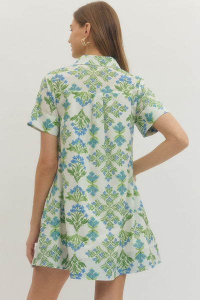 Floral Print Short Sleeve Mini Dress