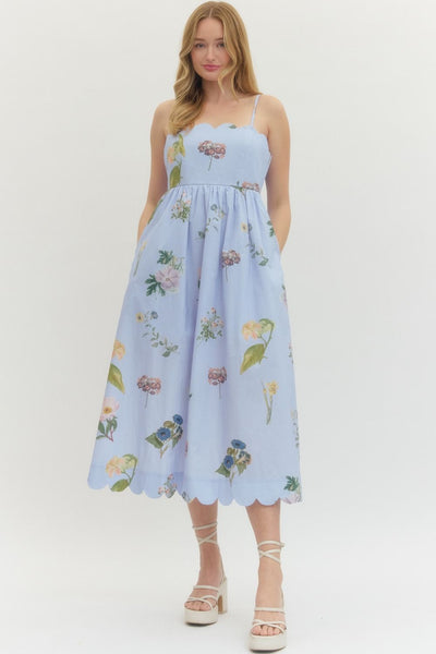 Floral Print Sleeveless Midi Dress