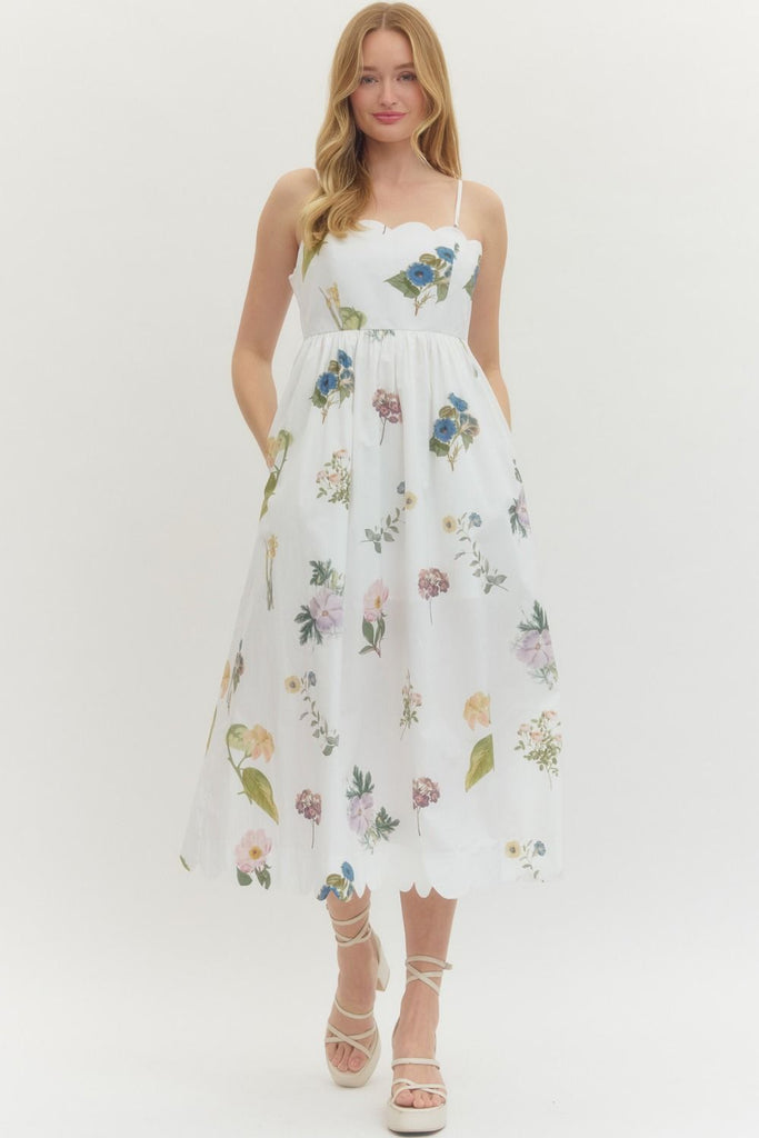 Floral Print Sleeveless Midi Dress