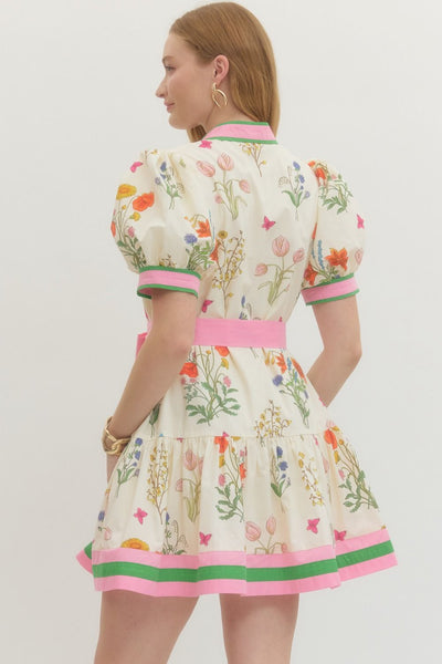 Floral Print Puff Sleeve Mini Dress