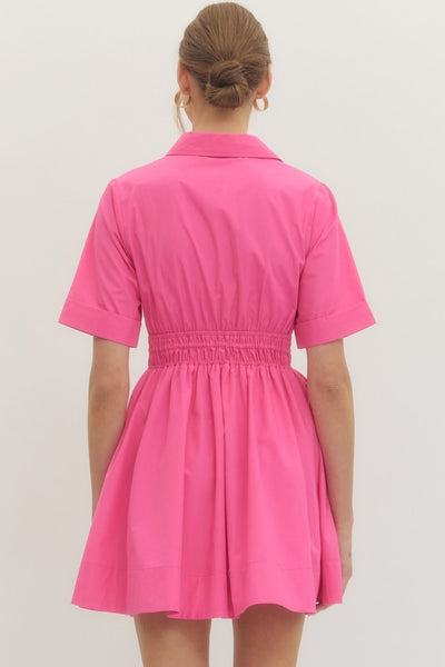 Solid Short Sleeve Mini Dress