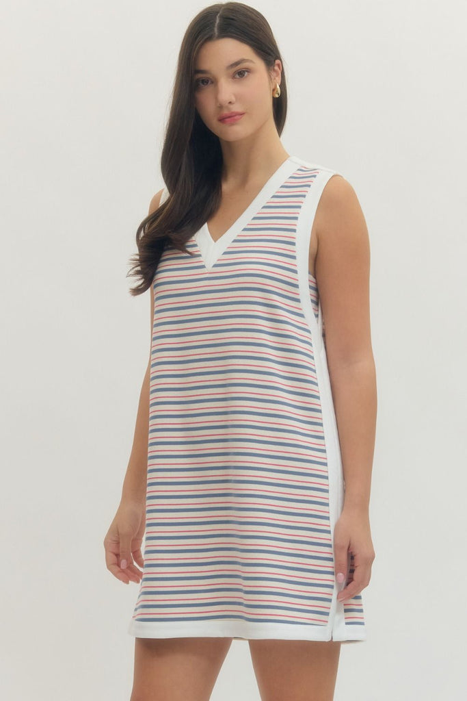Striped Sleeveless Mini Dress