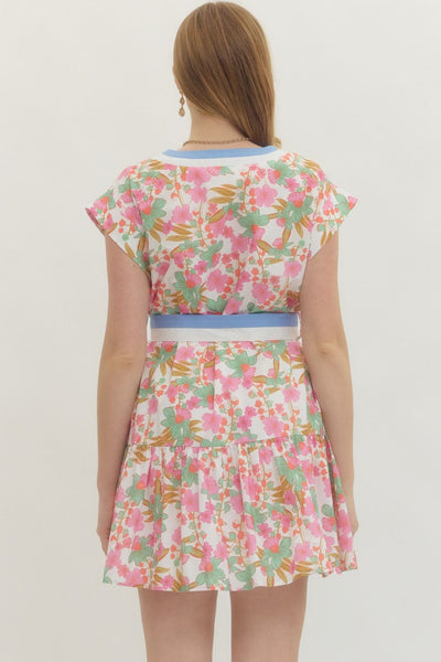 Floral Short Sleeve Mini Dress