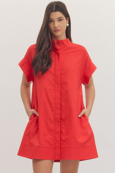 Solid Short Sleeve Mini Dress