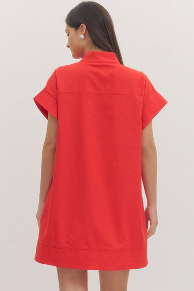 Solid Short Sleeve Mini Dress