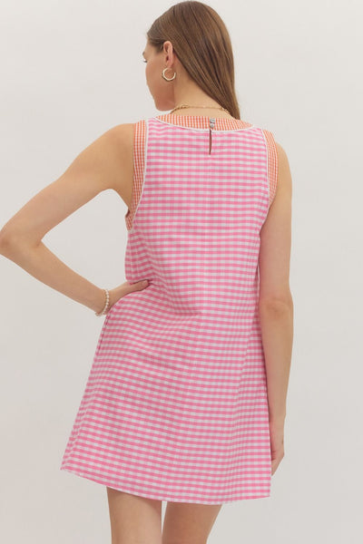 Gingham Print Sleeveless Mini Dress