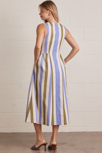 Striped Sleeveless Midi Dress