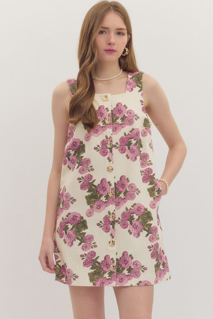 Floral Print Sleeveless Mini Dress