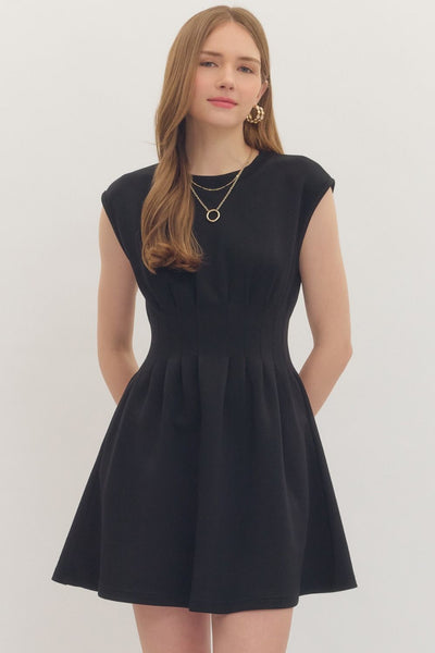 Solid Cap Sleeve Mini Dress