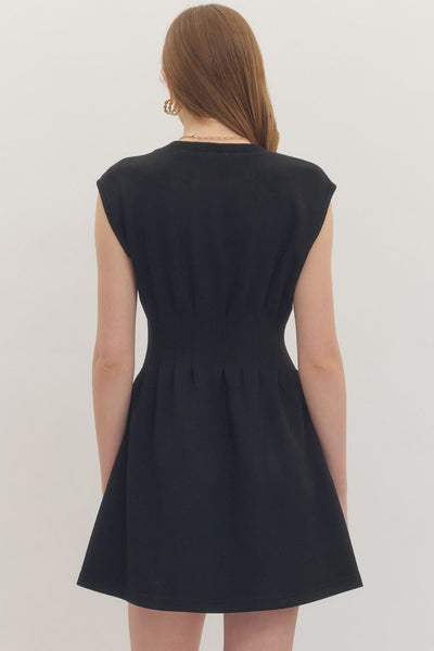 Solid Cap Sleeve Mini Dress