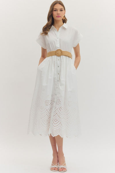 Short Cuff Sleeve Midi Dress