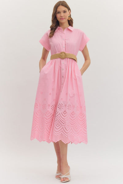 Short Cuff Sleeve Midi Dress