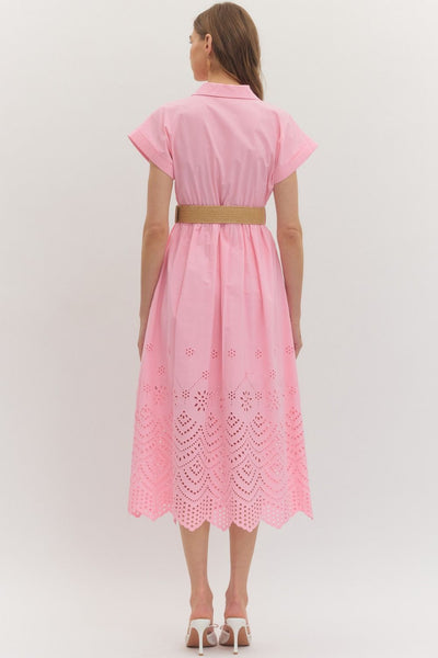 Short Cuff Sleeve Midi Dress
