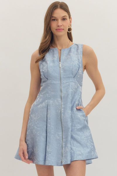 Floral Jacquard Sleeveless Mini Dress