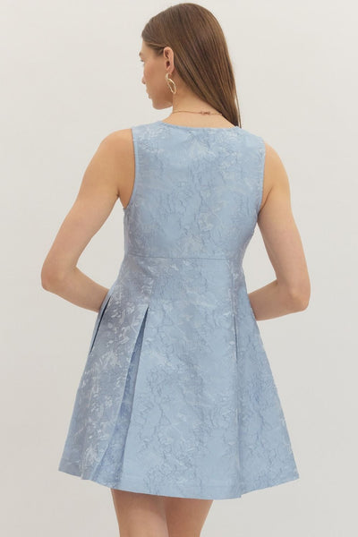 Floral Jacquard Sleeveless Mini Dress