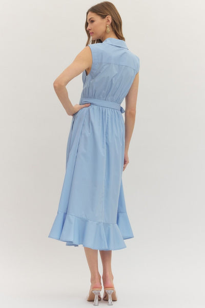 Solid Sleeveless Midi Dress