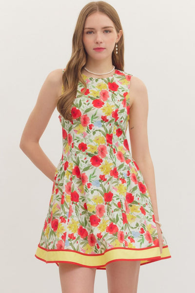 Floral Print Sleeveless Mini Dress