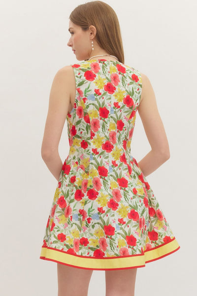 Floral Print Sleeveless Mini Dress