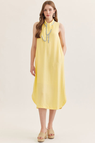 Solid Sleeveless Midi Dress