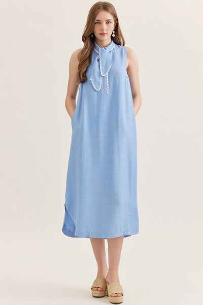 Solid Sleeveless Midi Dress