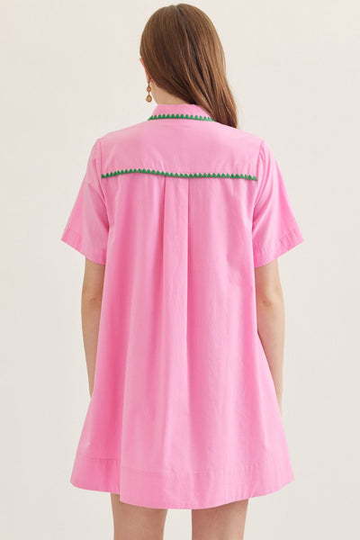 Solid Short Sleeve Mini Dress