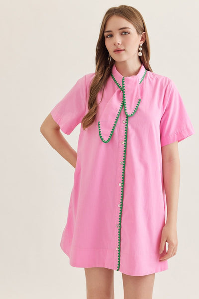 Solid Short Sleeve Mini Dress