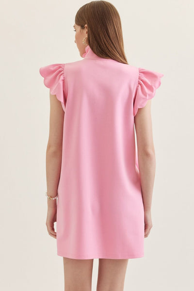Scallop Flutter Sleeve Mini Dress