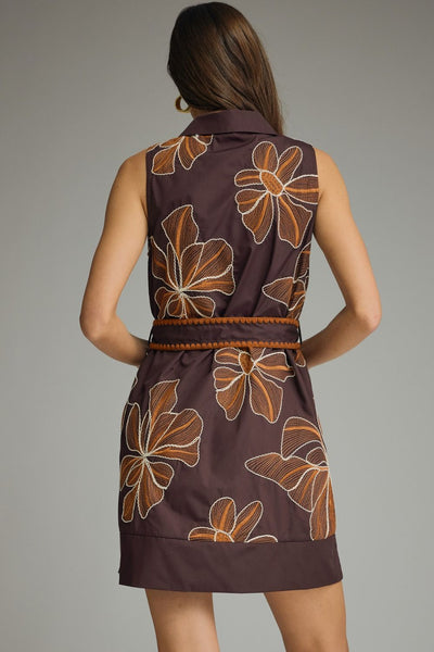 Floral Embroidered Sleeveless Mini Dress