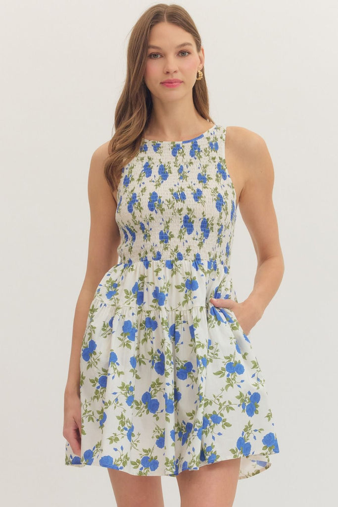 Floral Sleeveless Round Neck Mini Dress