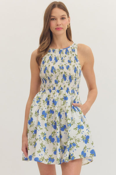 Floral Sleeveless Round Neck Mini Dress