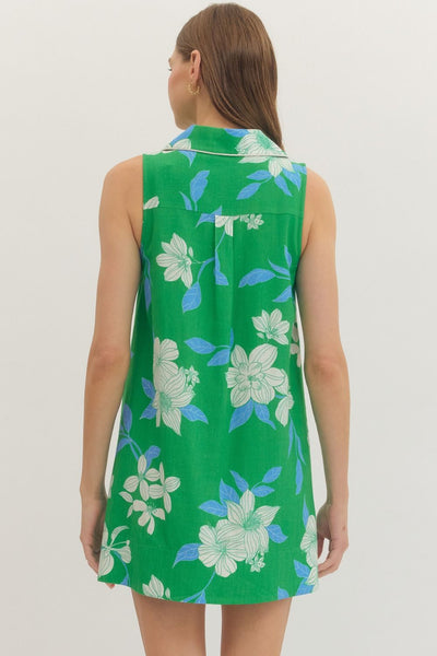 Floral V-Neck Sleeveless Mini Dress