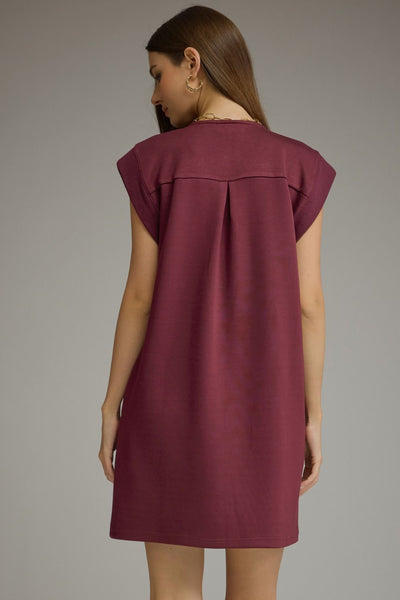 Solid Sleeveless V-Neck Mini Dress