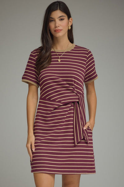 Stripe Print Short Sleeve Mini Dress