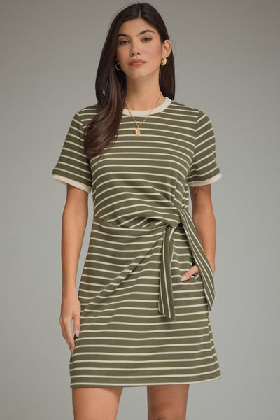 Stripe Print Short Sleeve Mini Dress