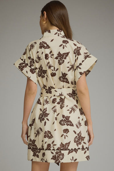 Floral Short Sleeve Mini Shirt Dress