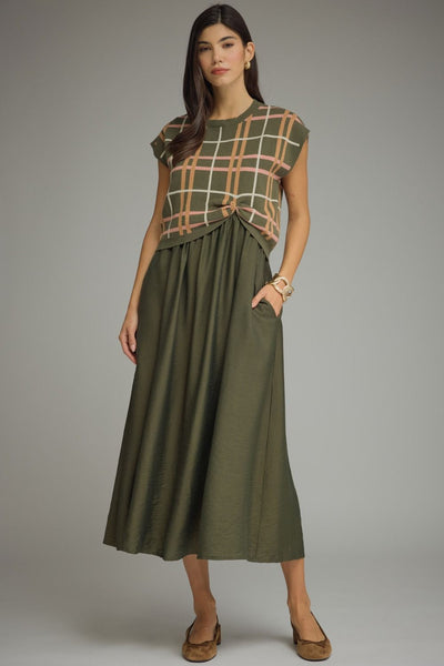 Solid Sleeveless Midi Dress Set