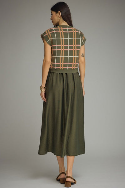 Solid Sleeveless Midi Dress Set
