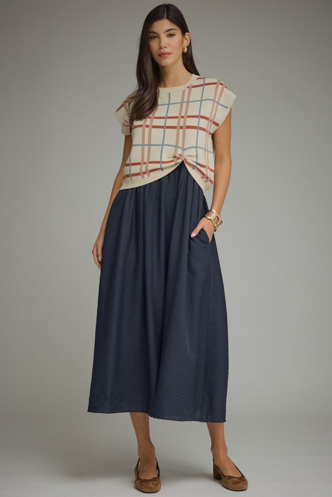 Solid Sleeveless Midi Dress Set