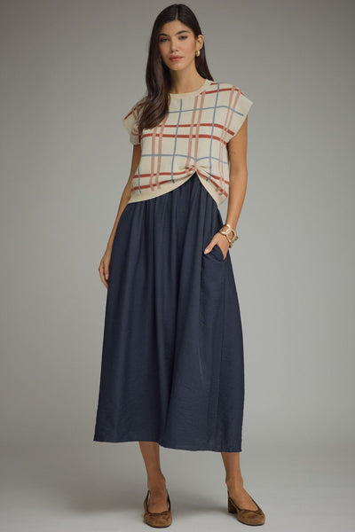 Solid Sleeveless Midi Dress Set