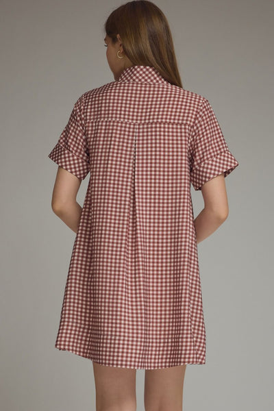 Gingham Short Sleeve Mini Dress