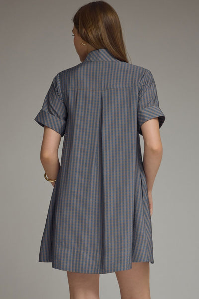 Gingham Short Sleeve Mini Dress