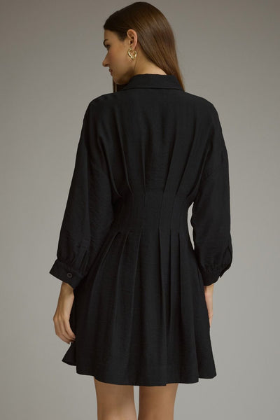 Solid 3/4 Sleeve Mini Dress