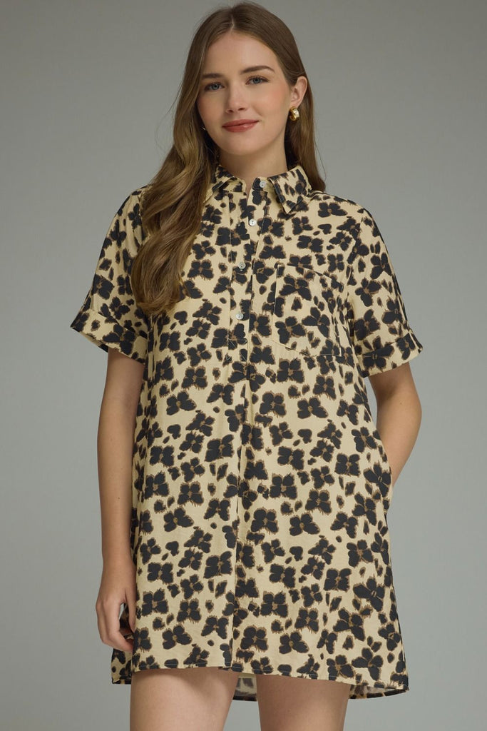 Butterfly Print Short Sleeve Mini Dress
