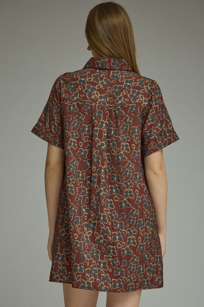 Butterfly Print Short Sleeve Mini Dress