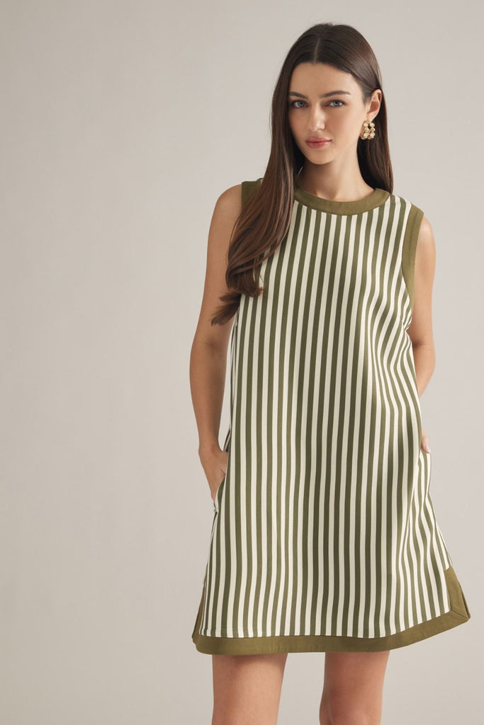 Stripe Sleeveless Mini Dress