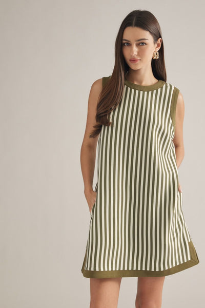 Stripe Sleeveless Mini Dress